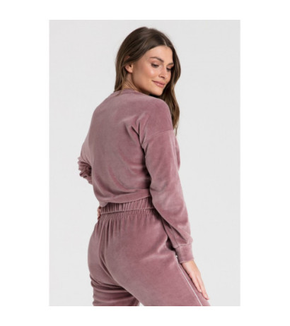 LA084 Velour sweatshirt with piping - dirty pink