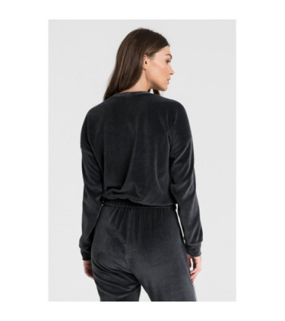 LA084 Velour sweatshirt with piping - graphite