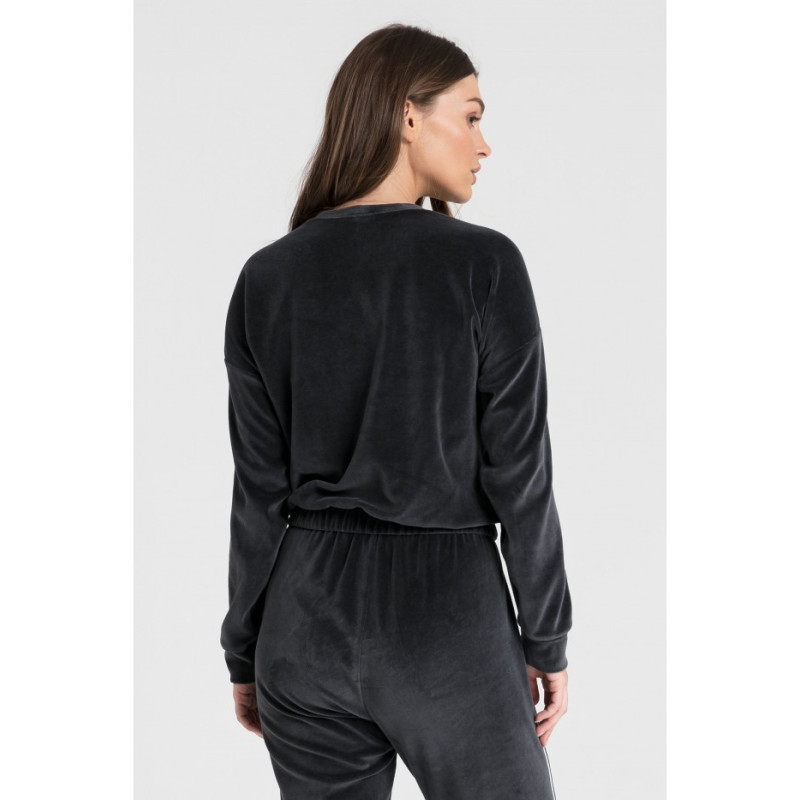 LA084 Velour sweatshirt with piping - graphite