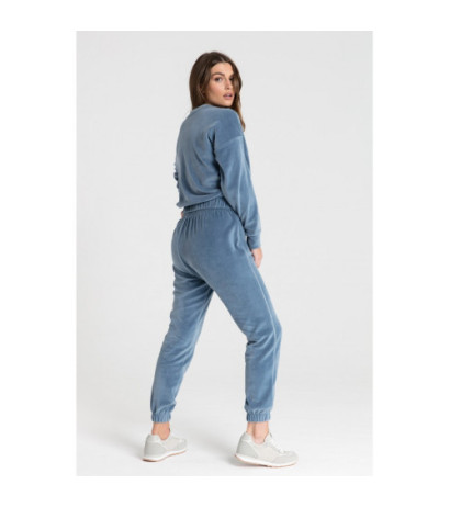 LA084 Velour sweatshirt with piping - blue