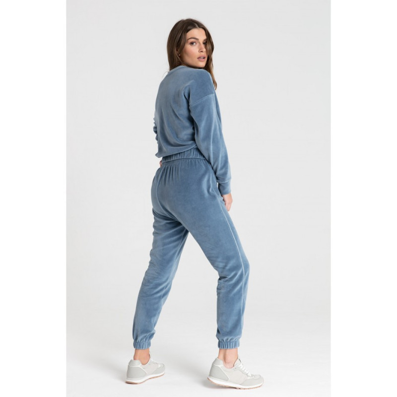 LA084 Velour sweatshirt with piping - blue