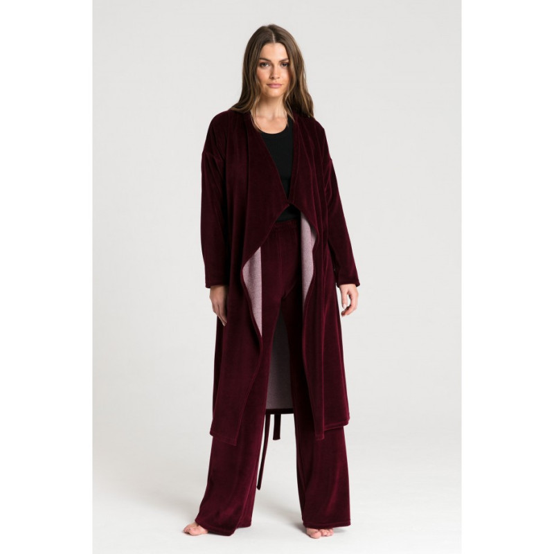 LA087 Bathrobe with asymmetrical collar - maroon