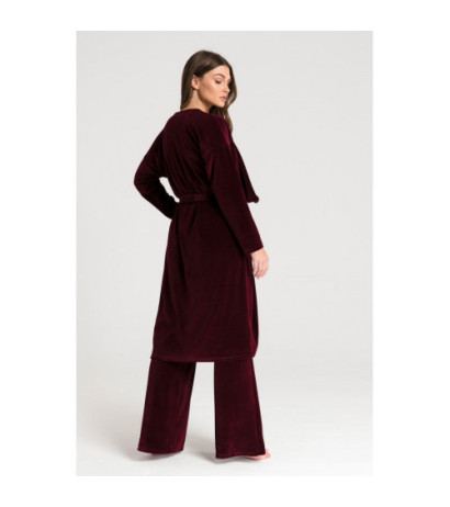 LA087 Bathrobe with asymmetrical collar - maroon