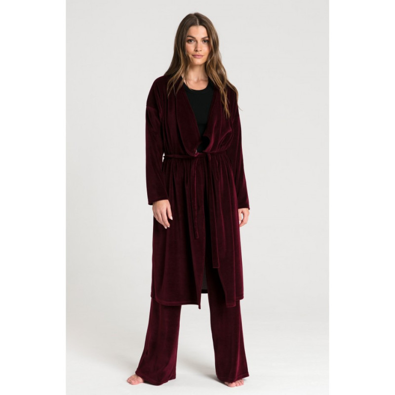 LA087 Bathrobe with asymmetrical collar - maroon