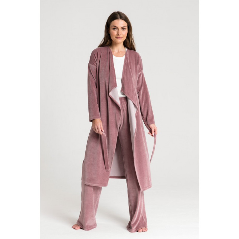 LA087 Bathrobe with asymmetrical collar - dirty pink