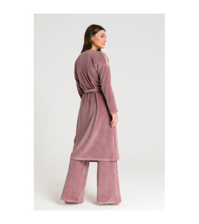 LA087 Bathrobe with asymmetrical collar - dirty pink