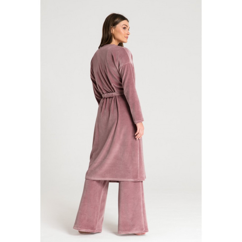 LA087 Bathrobe with asymmetrical collar - dirty pink