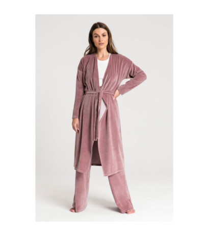 LA087 Bathrobe with asymmetrical collar - dirty pink