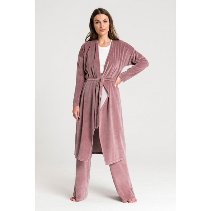 LA087 Bathrobe with asymmetrical collar - dirty pink