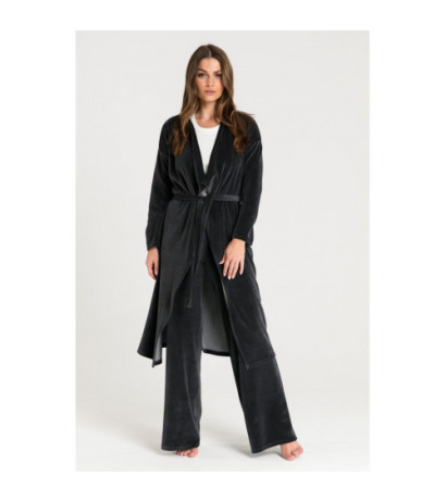 LA087 Bathrobe with asymmetrical collar - graphite