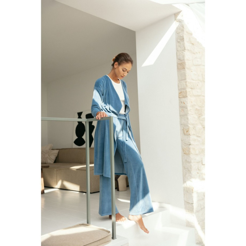 LA087 Bathrobe with asymmetrical collar - blue