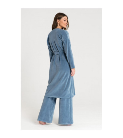 LA087 Bathrobe with asymmetrical collar - blue