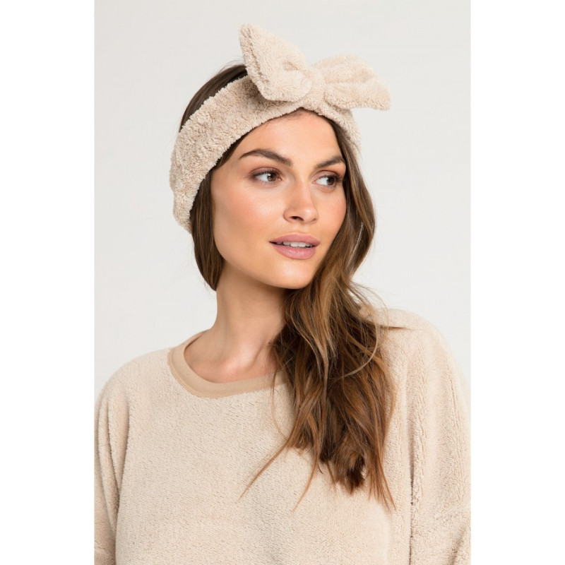 LA090 Plush headband with bow - cappuccino