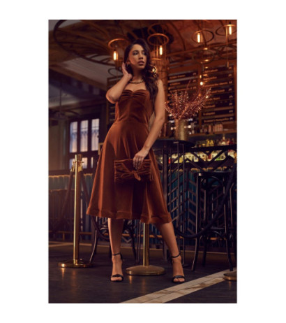 M638 Velour dress with corset - cognac