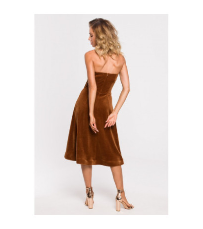 M638 Velour dress with corset - cognac