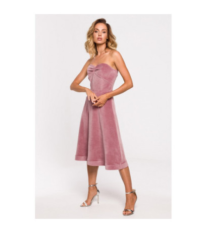 M638 Velour dress with corset - dirty pink