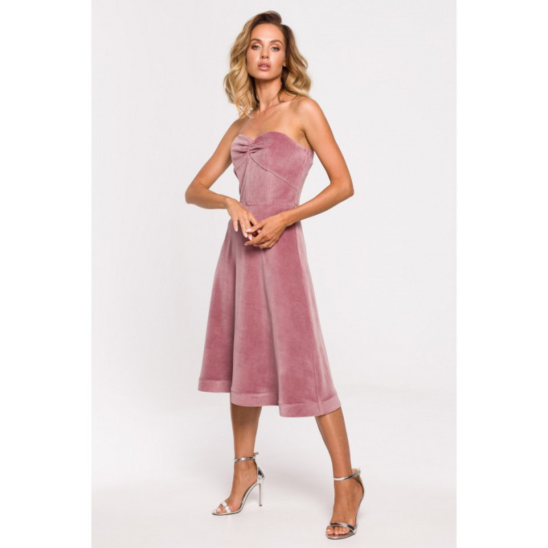 M638 Velour dress with corset - dirty pink