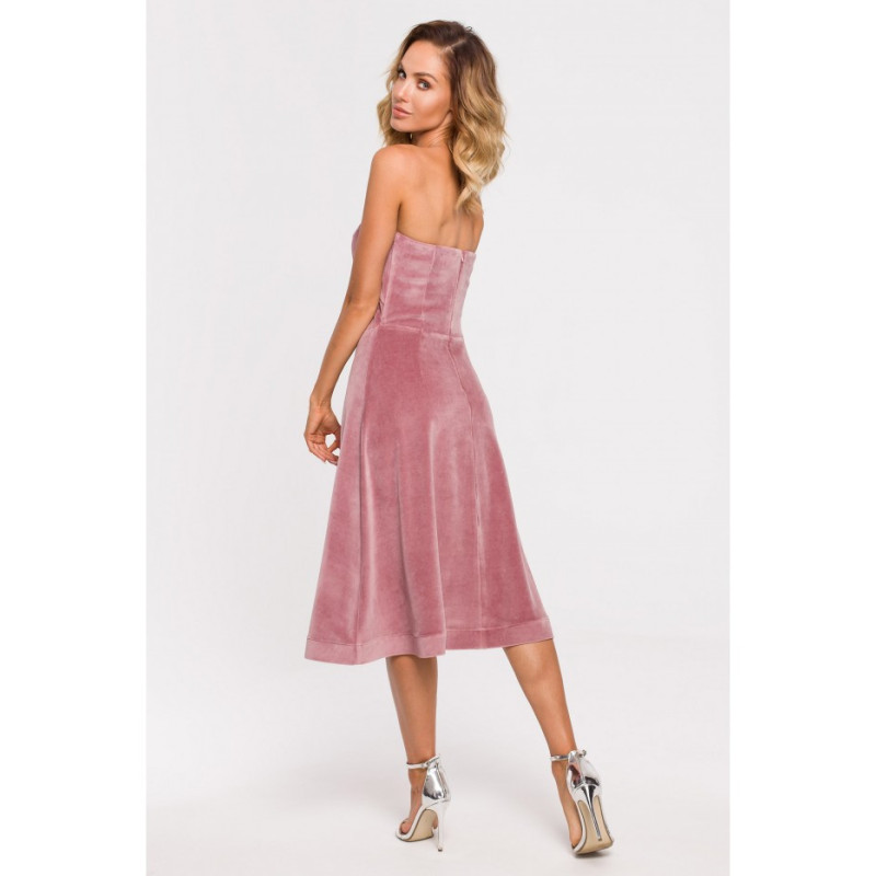 M638 Velour dress with corset - dirty pink