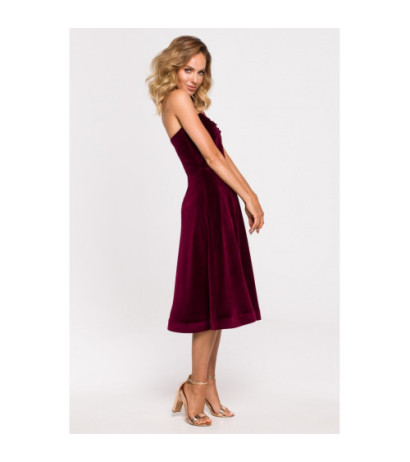 M638 Velour dress with corset - maroon