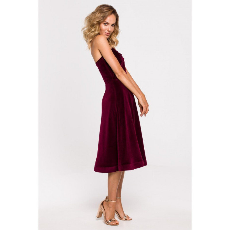 M638 Velour dress with corset - maroon