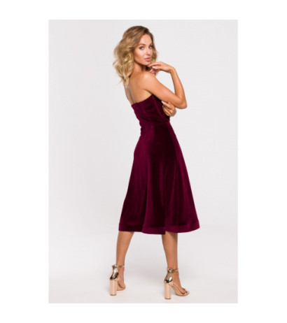 M638 Velour dress with corset - maroon