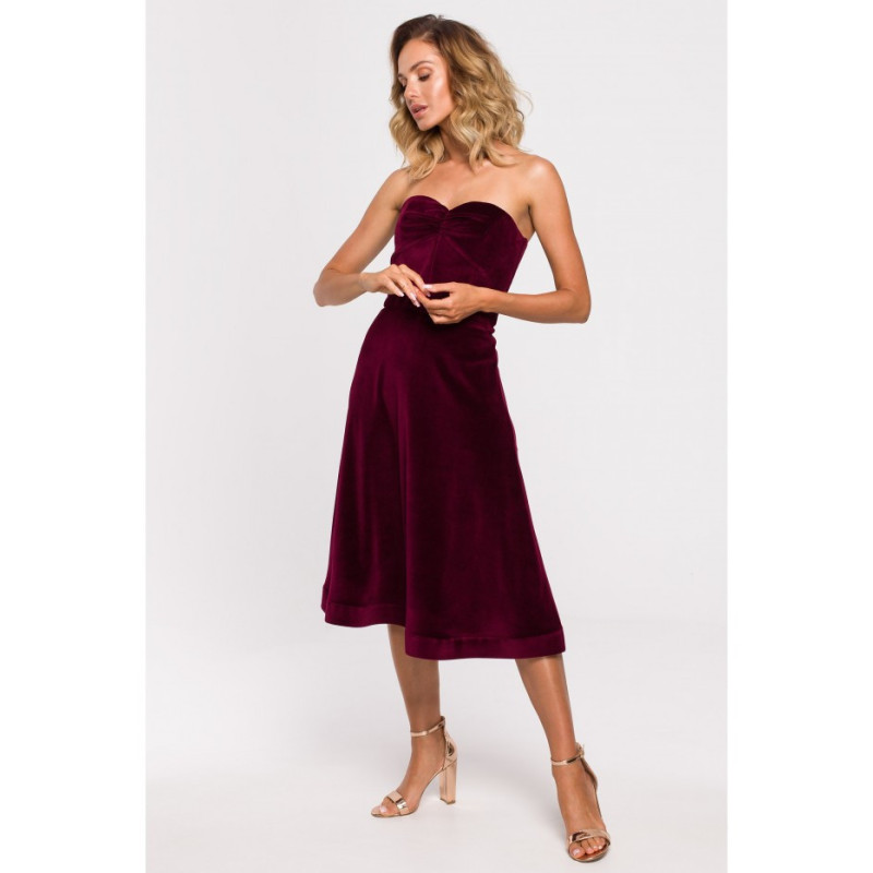 M638 Velour dress with corset - maroon