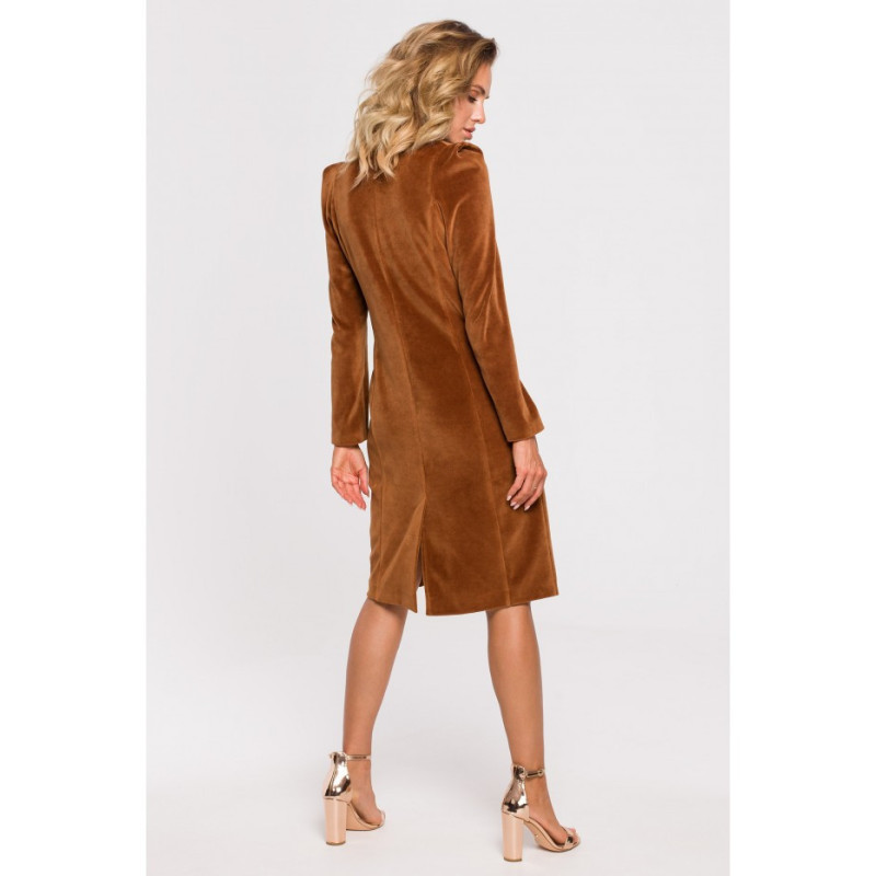 M641 Velour jacket dress - cognac