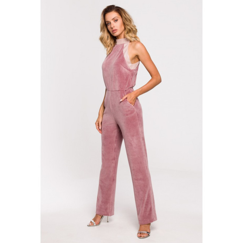 M642 Velour jumpsuit - dirty pink