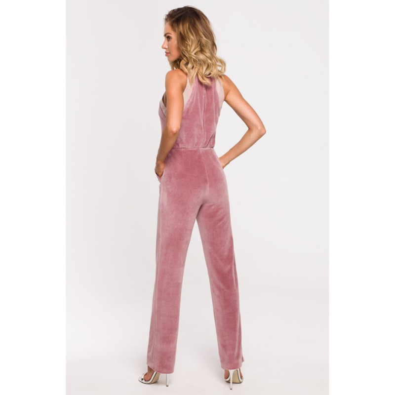 M642 Velour jumpsuit - dirty pink