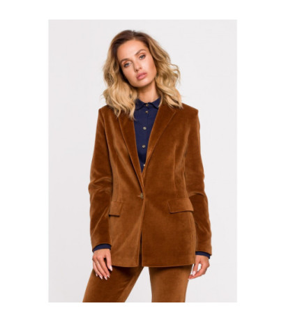 M643 Velour button-down jacket - cognac