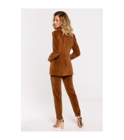 M643 Velour button-down jacket - cognac