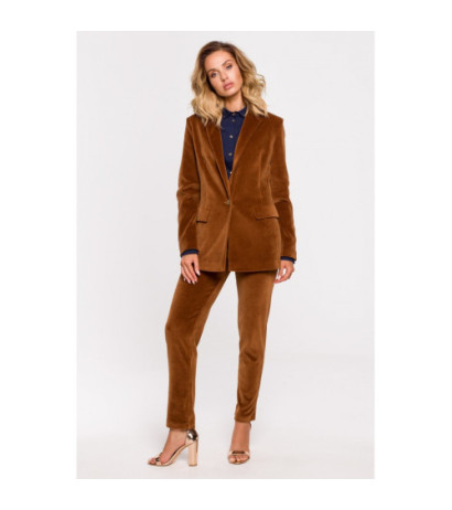 M643 Velour button-down jacket - cognac