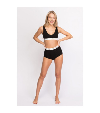 LA097 High-waisted sports briefs with logoed elastic - black