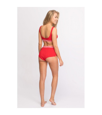 LA097 High-waisted sports briefs with logoed elastic - red