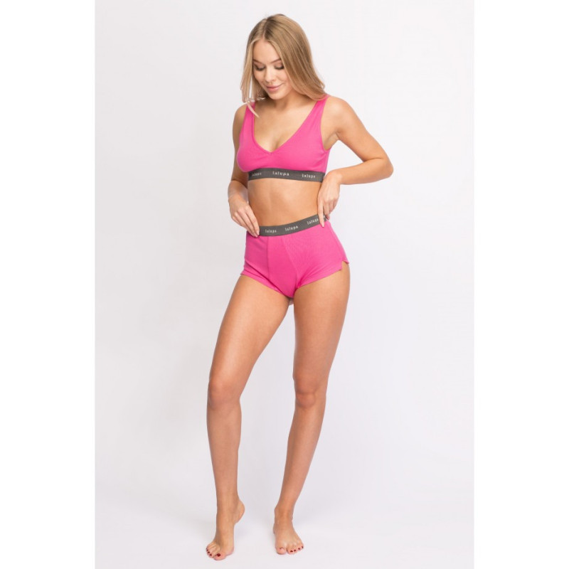 LA097 High-waisted sports briefs with logoed elastic - pink