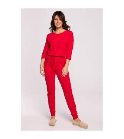 B220 Jumpsuit with 3/4 length sleeves - red