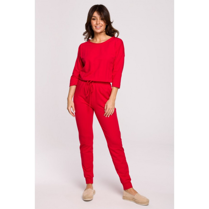 B220 Jumpsuit with 3/4 length sleeves - red