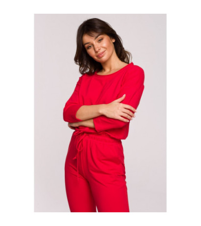 B220 Jumpsuit with 3/4 length sleeves - red