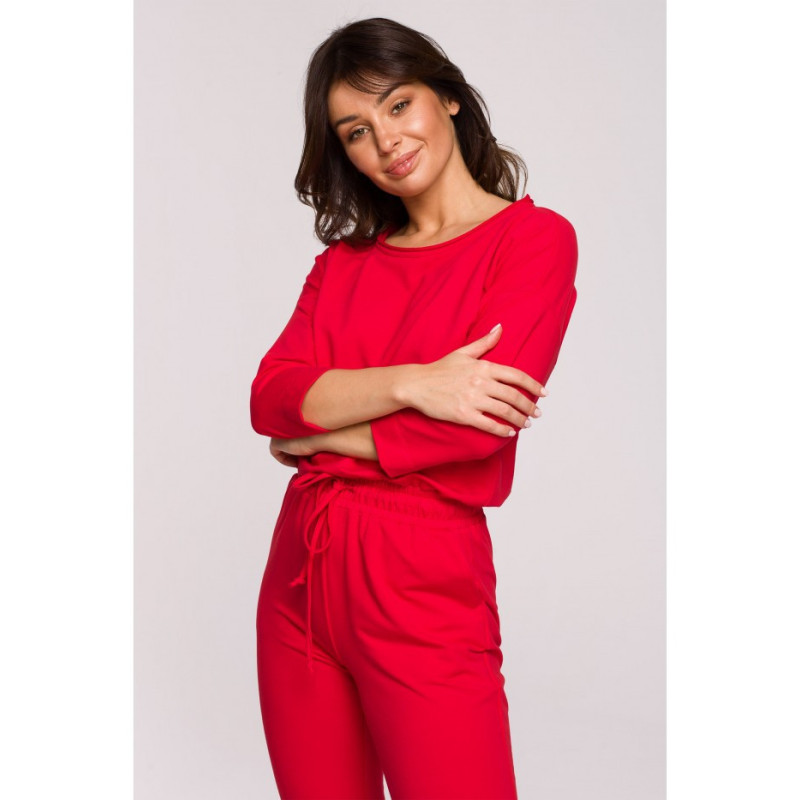 B220 Jumpsuit with 3/4 length sleeves - red