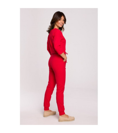 B220 Jumpsuit with 3/4 length sleeves - red