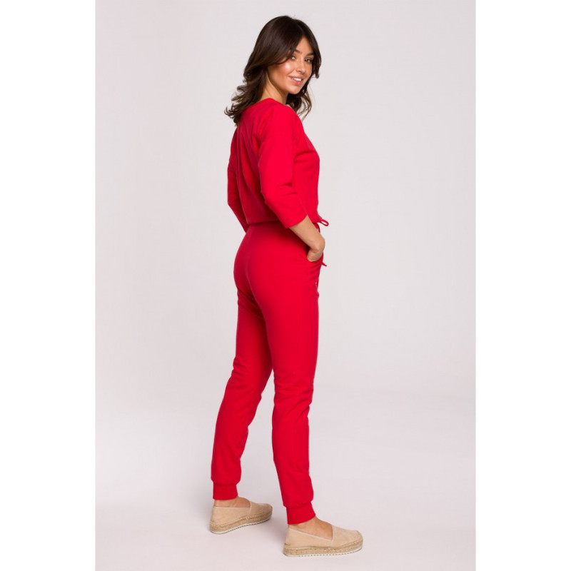 B220 Jumpsuit with 3/4 length sleeves - red