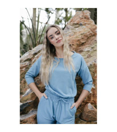 B220 Jumpsuit with 3/4 length sleeves - blue