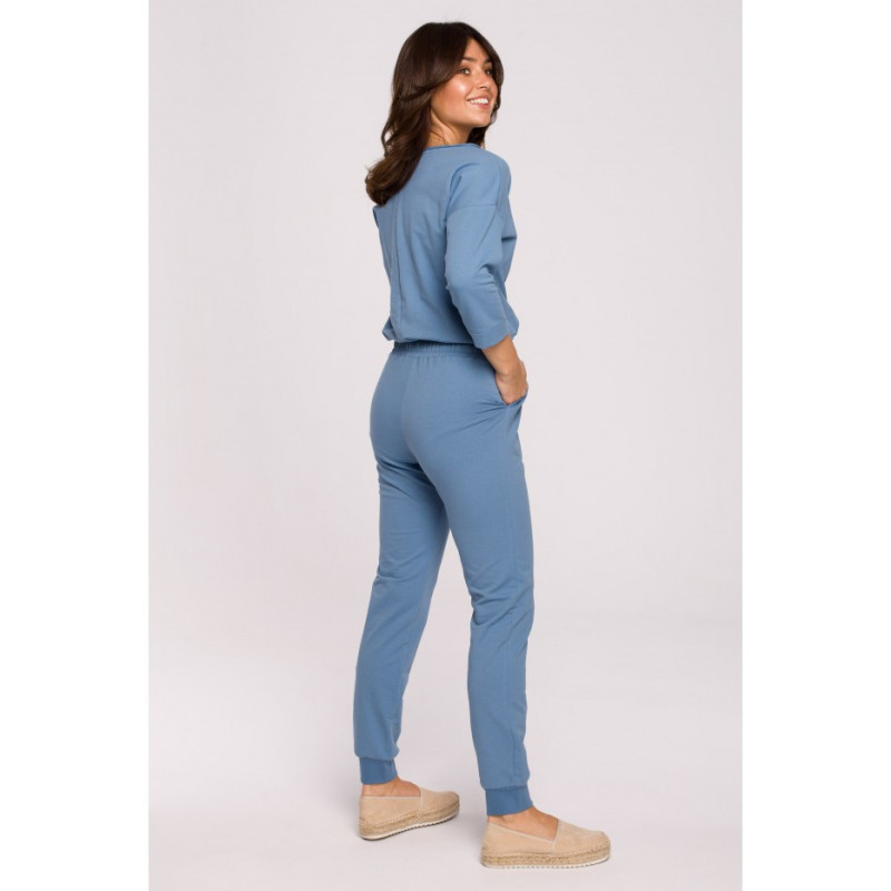 B220 Jumpsuit with 3/4 length sleeves - blue