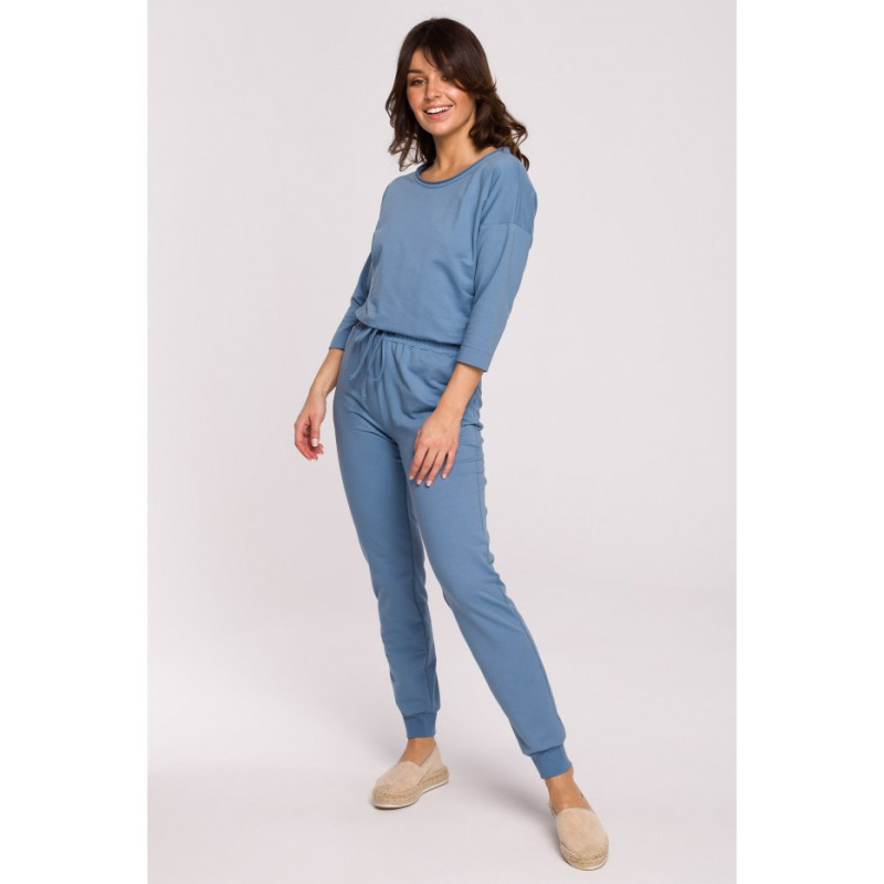 B220 Jumpsuit with 3/4 length sleeves - blue