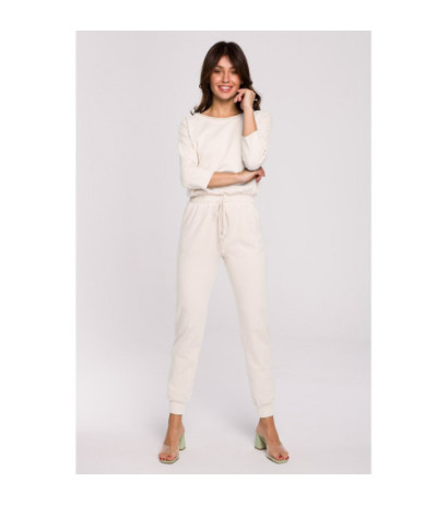 B220 Jumpsuit with 3/4 length sleeves - cream