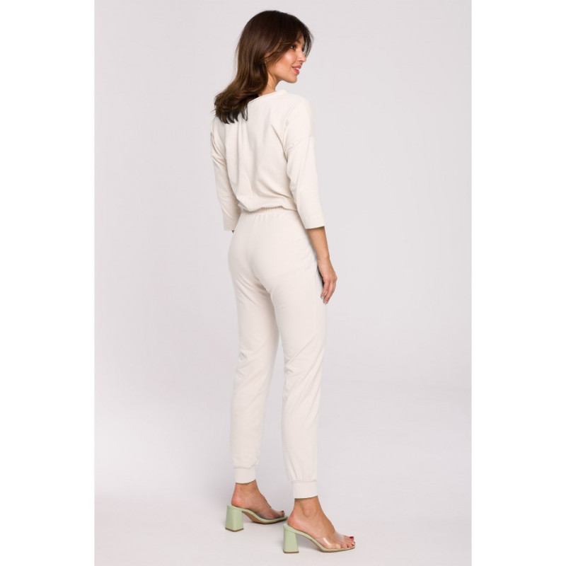 B220 Jumpsuit with 3/4 length sleeves - cream