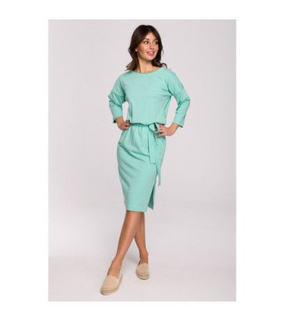 B221 Dress with belt and side slit - mint