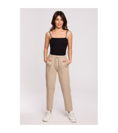 B228 Cigarette pants on elastic - beige