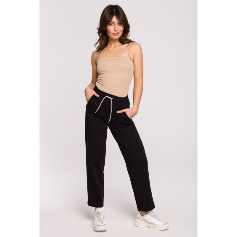 B228 Cigarette pants on elastic - black