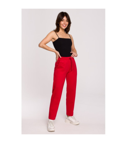 B228 Cigarette pants on elastic - red